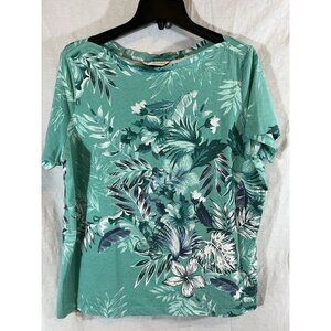 Christopher Banks Women’s XL Teal Floral Short Sleeve Cotton Top